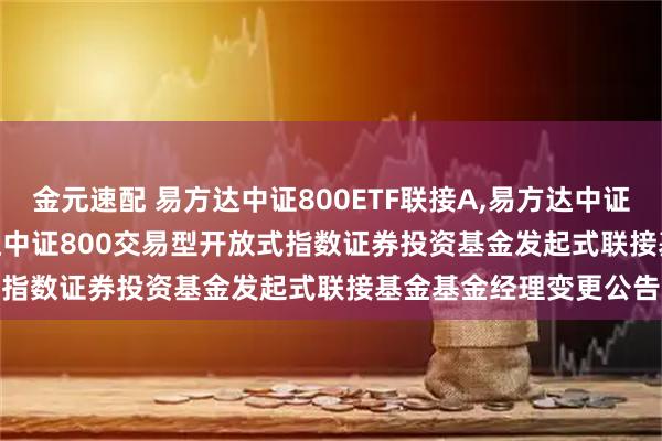 金元速配 易方达中证800ETF联接A,易方达中证800ETF联接C: 易方达中证800交易型开放式指数证券投资基金发起式联接基金基金经理变更公告